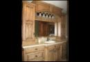 Upper cabinets give extra storage with a decorative valance.