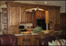 Knotty Alder Kitchen cabinets with suspended island uppers
